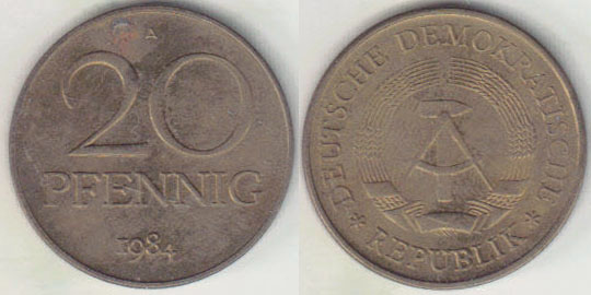 1984 East Germany 20 Pfennig A005533